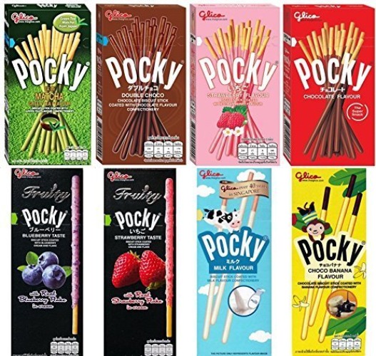 8 Flavours of Pocky - Pocky Matcha, Double Chocolate, Strawberry, Chocolate, Fruity Blueberry, Fruity Strawberry, Milky and Choco Banana (8 Boxes) by Pocky
