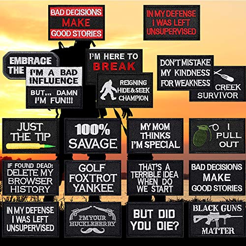 AXEN 20 Pieces Tactical Morale Embroidery Patch Military Funny Patch Full Embroidered Appliques for Tactical Gear - 20 In 1 Pack - Bundles