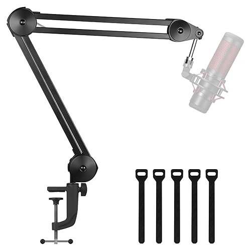 InnoGear Microphone Arm Stand, Heavy Duty Mic Arm Microphone Stand Suspension Scissor Boom Stands with Mic Clip and Cable Ties for Blue Yeti Snowball Hyper X QuadCast SoloCast Fifine Gaming (Medium) - Medium