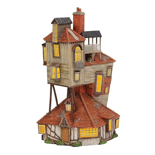 Department 56 Polyresin, Plastic, Stone Powder, Harry Potter Village The Burrow Lit Building, 9.06 Inch, Multicolor - Sculpture