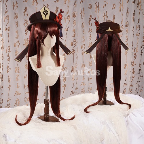 【In Stock】Game Genshin Impact Hutao Dark Brown Twintails Long Cosplay Wig