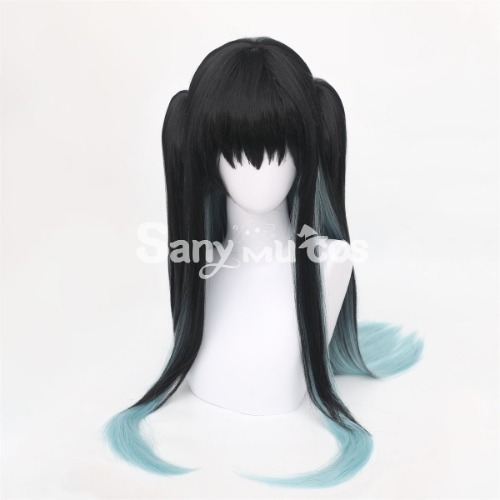 【In Stock】Comics Demon Slayer Cosplay Edogawa Tokitou Muichirou Black Mixed Green Long Cosplay Wig