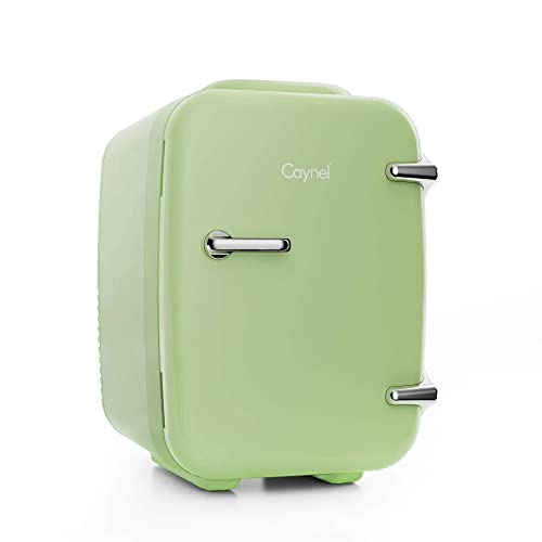 CAYNEL Mini Fridge Portable Thermoelectric 4 Liter Cooler and Warmer for Skincare, Eco Friendly Beauty Fridge For Foods,Medications, Cosmetics, Breast Milk, Medications Home and Travel - 4 Liter - Light green