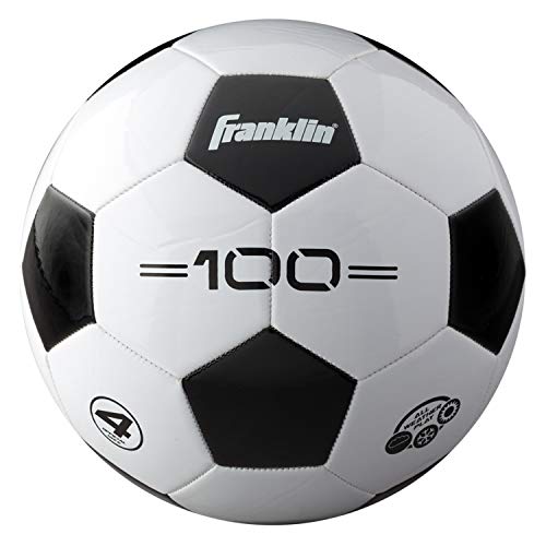 Franklin Sports Soccer Balls - Size 4 Traditional Soccer Balls - Single + 12 Ball Bulk Packs - Black + White - Size 4 - 12 Deflated Balls with Pump