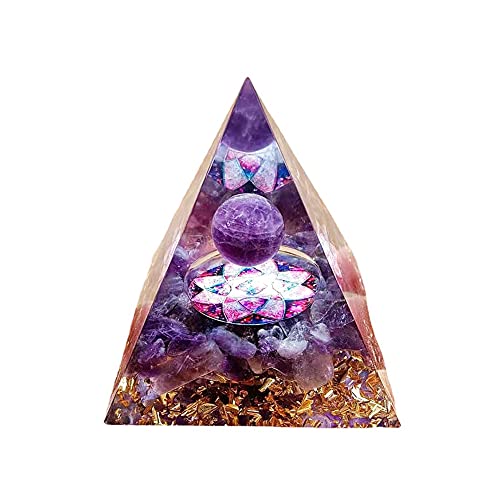 ycyingcheng Pyramid Ogan Crystal Energy Tower Nature Reiki Chakra Crushed Stone, Negative Energy Remover Blessing Home Office Ornaments, Healing Crystal Boost Immune System Meditation, 6cm - D