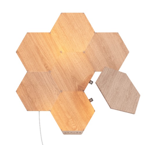 Nanoleaf(ナノリーフ) Elements Hexagon (エレメンツ ヘキサゴン) 7枚入り スターターパック スマートライト 木目調 インテリア照明 LEDライト 広配光 電球色・昼白色対応 調光調色 六角形 壁設置ライト 簡単取付 Alexa / Google Home / HomeKit 対応 【公式】 - 7枚入りスターターキット ￥37,142