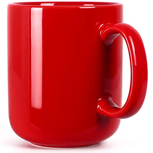 SHOWFULL 20 OZ Large Coffee Mug, 600ml Porcelain Extra Big Ceramic Cup for Men Women Tea Coffee Hot Chocolate Latte, Red - Red
