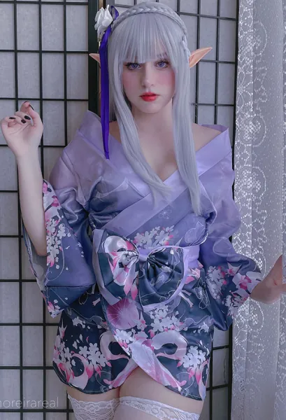 Girls Cute Lingerie Japanese Style Bow and Floral Pattern Decorated Kimono Costume