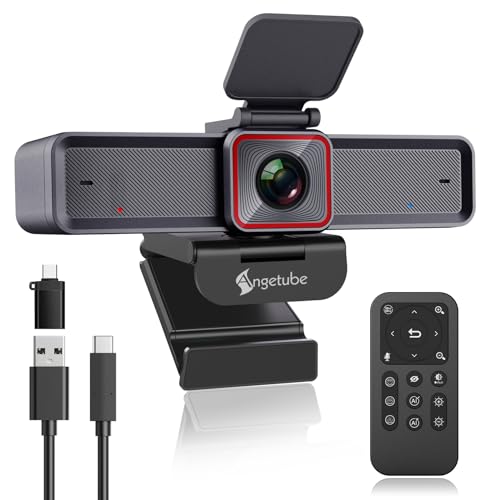 Angetube 4K Streaming Webcam con AI Tracking, HDR, AI doppio microfono con cancellazione del rumore, modalità specializzate Webcam USB 3.0 Ideale per riunioni, conferenze, live Streaming - 913 AI