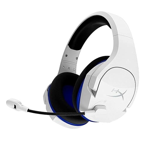 HyperX Stinger Core, Cuffie da Gaming senza Filo, Connessione a 2,4 GHz, Telaio in Acciaio, Cuscinetti in Memory Foam Rivestiti in Tessuto, Autonomia 17 Ore, Adatto per PC, PS4 e PS5, Bianco/Blu - taglia unica - Classic - Auricolare