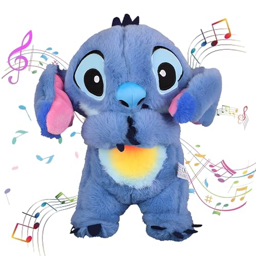 Peluche St-tch che Respira, Peluche St-tch Nightlight, Carillon Succhietto per Bambini con Luci e Duoni del Movimento Respiratorio, Macchina Sonora per Bambini St-tch Lenisce il Portatile (blu) - Blu