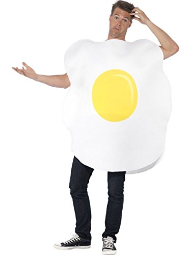 Smiffys Egg Costume, White with Printed Tabard, Funny Fancy Dress, Comedy Dress Up Costumes - One Size