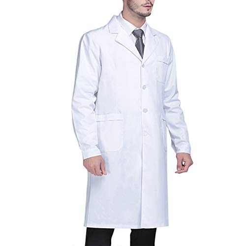Beautyshow White Lab Coats, Medical Coat Nurses Lab Coat Long-sleeved Lab Coat Physician Wear Pharmacy Experiment Doctor Workwear Clothes Unisex Lab Coat for Men and Women - White - S
