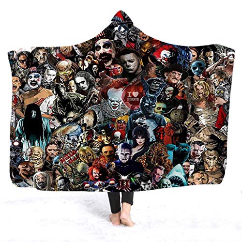 HanYiXue Hooded Blanket, Blanket Horror Mysterious Character Hooded Blanket for Adult Gothic Sherpa Artificial Fleece Wearable Throw Blanket (A, 78.7x59inch) - 78.7x59inch - A