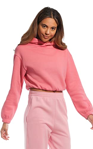 Light & Shade Women's Cropped Hooded Sweatshirt - M - Dusty Pink