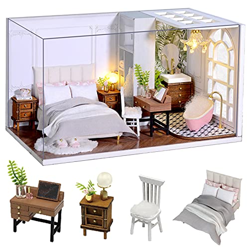 CUTEROOM Diy Dolls House Kit,Miniature Dolls House Kit with Furniture and Dust Cover,Handmade Crafts Diy Miniature Room Kit for Teens Adult Gift - Enjoyable Life