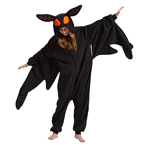 HEWERON Adult Mothman Onesie Pajamas Cryptid creature Halloween Cosplay Costume Homewear Sleepwear for Women Men - S - Mothman Onesie Pajamas