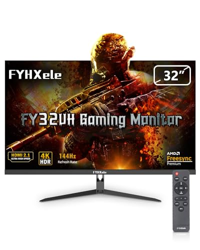 FYHXele 4K Gaming Monitor 144Hz 32inch, Fast UHD IPS Computer Monitor, 1ms, VESA Mountable, DSC， Built-in Speakers, Free-Sync, 1xDP1.4, 1xHDMI2.1, 1xHDMI2.0, 1xUSB-C, USB Hub, 95% DCI-P3, HDR400 - 32in-4K-144Hz