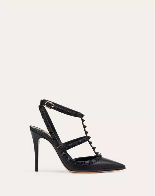 ROCKSTUD ANKLE STRAP PUMP WITH TONAL STUDS 100  MM