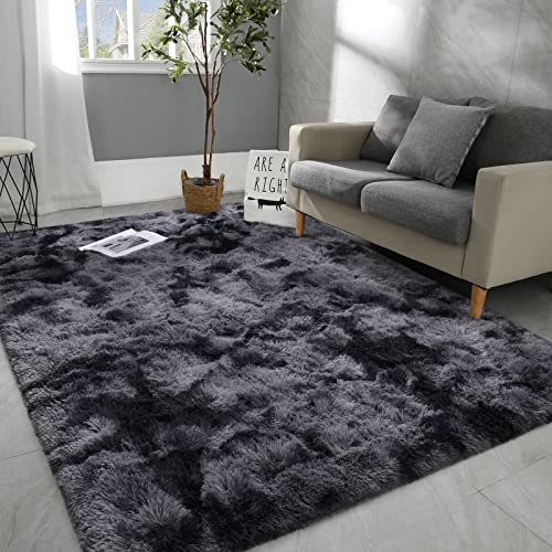 Soft plush grey area rug