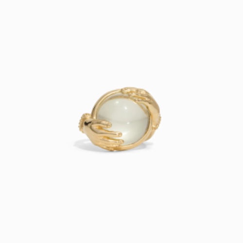 Green Amethyst Fortune Teller Ring - 14K Yellow Gold Vermeil / 7