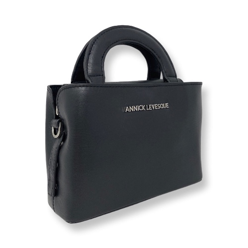 Sac à main en cuir Clarence, deux en un, noir - argent/silver