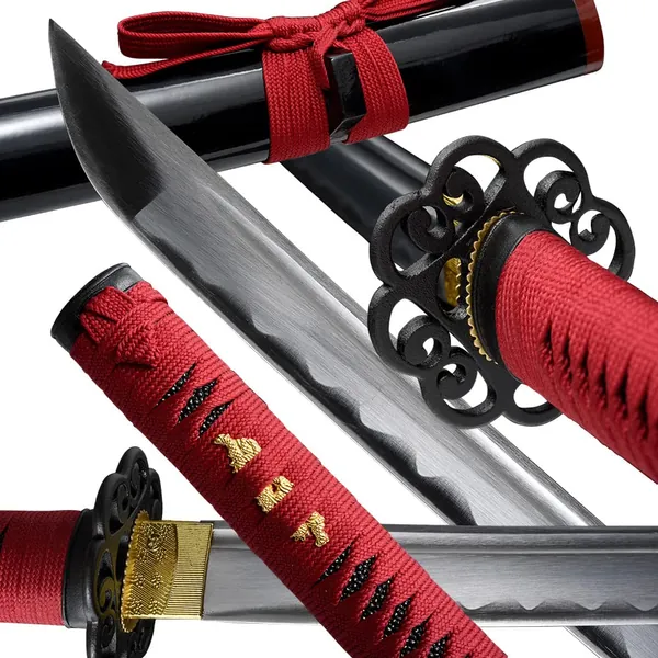 OYZ Handmade Samurai Sword 1060 High Carbon Steel Real Steel Swords Samurai Swords Full Tang - 