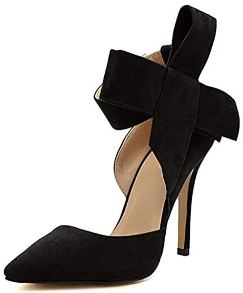 MMJULY Z&L Fashion Women's Pointy Toe High Heel Stiletto Big Bow Dress Pumps