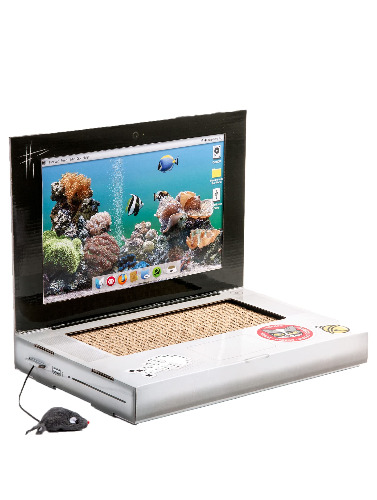 Suck UK | Cat Scratch Laptop | Cat Scratcher Laptop with Fluffy 'Mouse' | Interactive Cat Toys | Paw Over Social Media & Catch up on The Mews | Kitten Toys & Cat Scratch Pads | - 