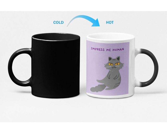 Bossy Cat Theme Heat Sensitive Color Changing Mug