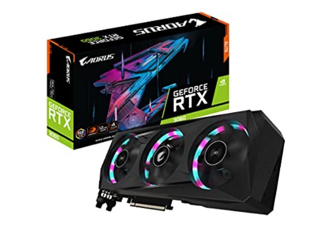 GIGABYTE AORUS GeForce RTX 3060 Elite 12G (REV2.0) Graphics Card, 3X WINDFORCE Fans, 12GB 192-bit GDDR6, GV-N3060AORUS E-12GD Video Card