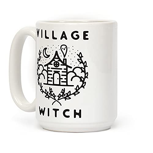 LookHUMAN Village Witch Mug - Spooky Ceramic Coffee Cups, Witch Coffee Mug, Double Sided Print, Coffee Cups as Novelty Coffee Mugs for Women & Men, Dishwasher Safe Witchy Coffee Cup, 15oz