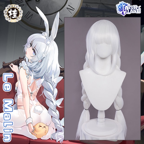 【Pre-sale】Uwowo Game Azur Lane  Le Malin Rabbit Bunny Cosplay Wig 80cm White Long braided