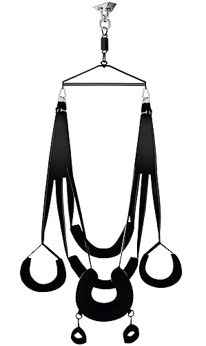 BELSIANG Adult Sex Swing,360 Degree Spinning Indoor Ceiling Sling, Sex Toys Set with Premium Paint Stand and Widened Thick Comfortable Swing for Couples(Pillow Extreme, Black)