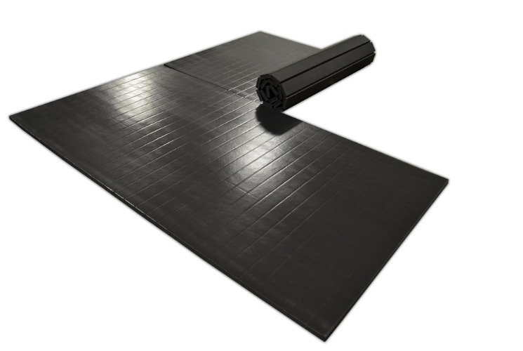 8' x 8' x 1 3/8" Roll-Up Wrestling Mat | Black No Circles No Starting Lines