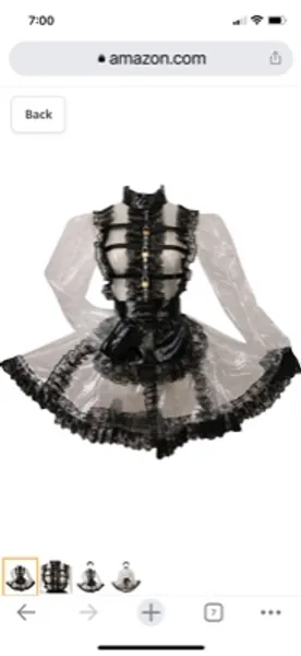 GOceBaby Lockable Sissy Maid PVC Transparent Black Lace Dress Costume Three Lock