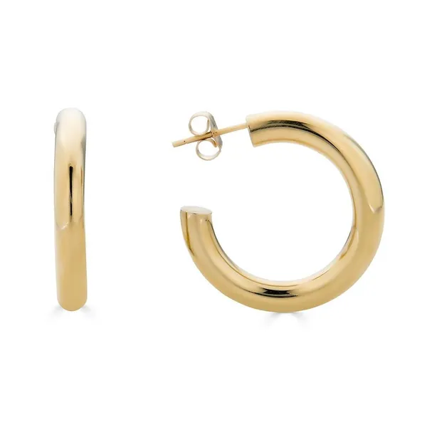 25mm Gold Hoop Earrings - 14K White Gold / Chunky Gold Hoops (4mm)
