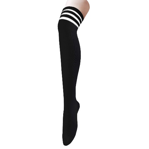 Women Thigh High Socks Striped Knee High Socks Over the Knee Socks Casual Thigh High Cosplay Socks Long Stockings Socks / 1 Pair Pink White