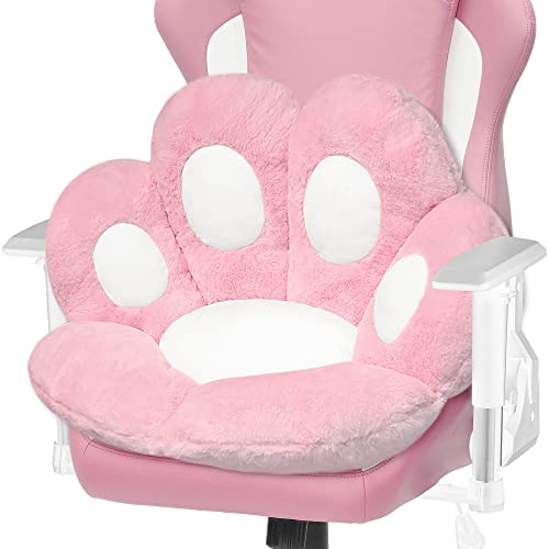 ELFJOY Comfy Chair Cushion Plush Cat Paw Cushion Kawaii Home Decor Cat Pillow for Office and Computer Gaming Chair (80 * 70cm, Pink) - 80*70cm - Pink