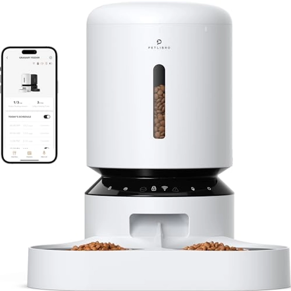 PETLIBRO Automatic Cat Food Dispenser, 5G WiFi Pet Feeder for Two Cats & Dogs with Remote Control, 5L Automatic Cat Feeders with Low Food Sensor, 1-10 Meals Per Day, Up to 10s Meal Call for Pets