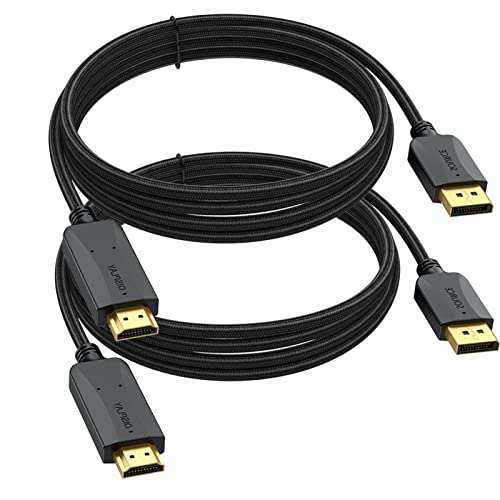 DisplayPort to HDMI Cable 10 feet 2-Pack, Display Port DP to HDMI HDTV Cord Adapter Male to Male for Audio &Video - 2 - 10FT