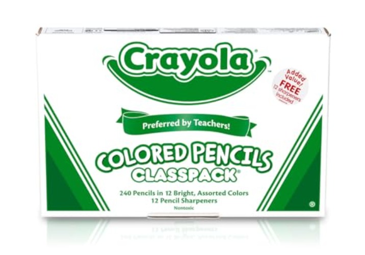 Crayola Colored Pencils Classpack (240 Ct), Bulk Classroom Supplies, Colored Pencils for School, 12 Assorted Colors, Nontoxic - Colors May Vary.