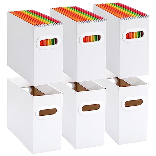 EOOUT File Folder Organizer, File Organizer Box, 6 Pack Cardboard File Folder Organizer, Hanging File Folders Letter Size, File Holder with Handles, for Office, Home, School (White) - White