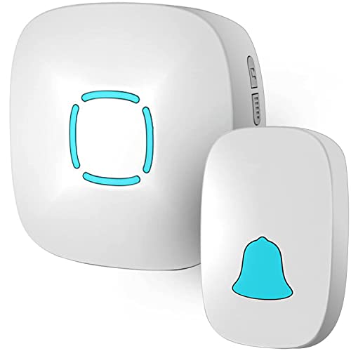 Doorbell, Lovin Product Waterproof Wireless Doorbell Chime Kit with 36 Chimes, Adjustable Volume; 1000feet Operating, with Sound LED Flash Door Bell for Home (1 Receiver x 1 Push Button) - White