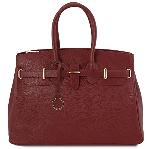 TUSCANY LEATHER TLBag Leather handbag with golden hardware - Red