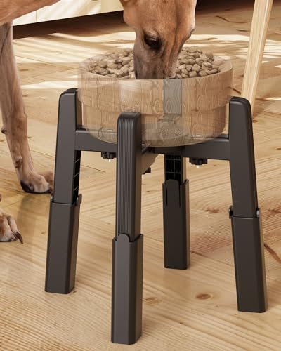 CZPET Dog Bowl Stand with Adjustable Height and Width [Stand Only], Elevated Pet Water & Food Bowl for Small, Medium & Large Pets, Stable and Anti-Slip - Adjustable height+size