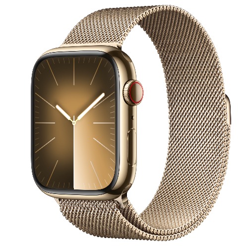 Apple Watch Series 9 GPS + Cellular, 45mm Gold Stainless Steel Case with Gold Milanese Loop