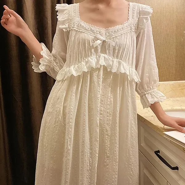 Vintage Princess Cotton Night Dress Home Wear | One size