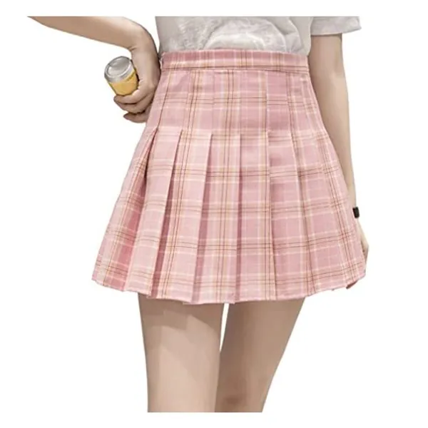 Hoerev Women Girls Short High Waist Pleated Skater Tennis School Skirt