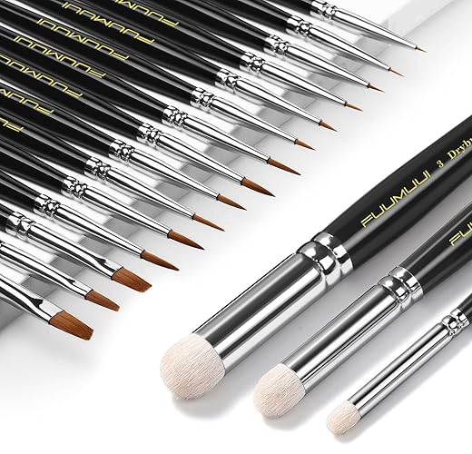 Miniature Paint Brushes with Drybrush Set for Miniature Painting,18PCS Fine Detail Paint Brush Dyrbrush for Miniatures Citadel Model Paint Brushes for Citadel,Warhammer 40k, Model Painting